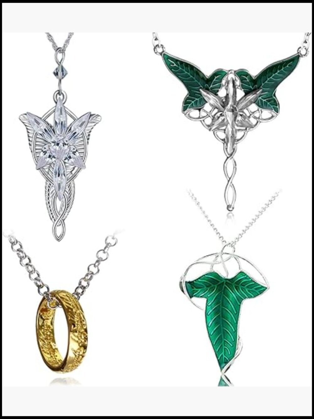 4 Leaf Pendant Necklace Set Elven Cloak Pin Brooch Costume Accessory for Cosplay